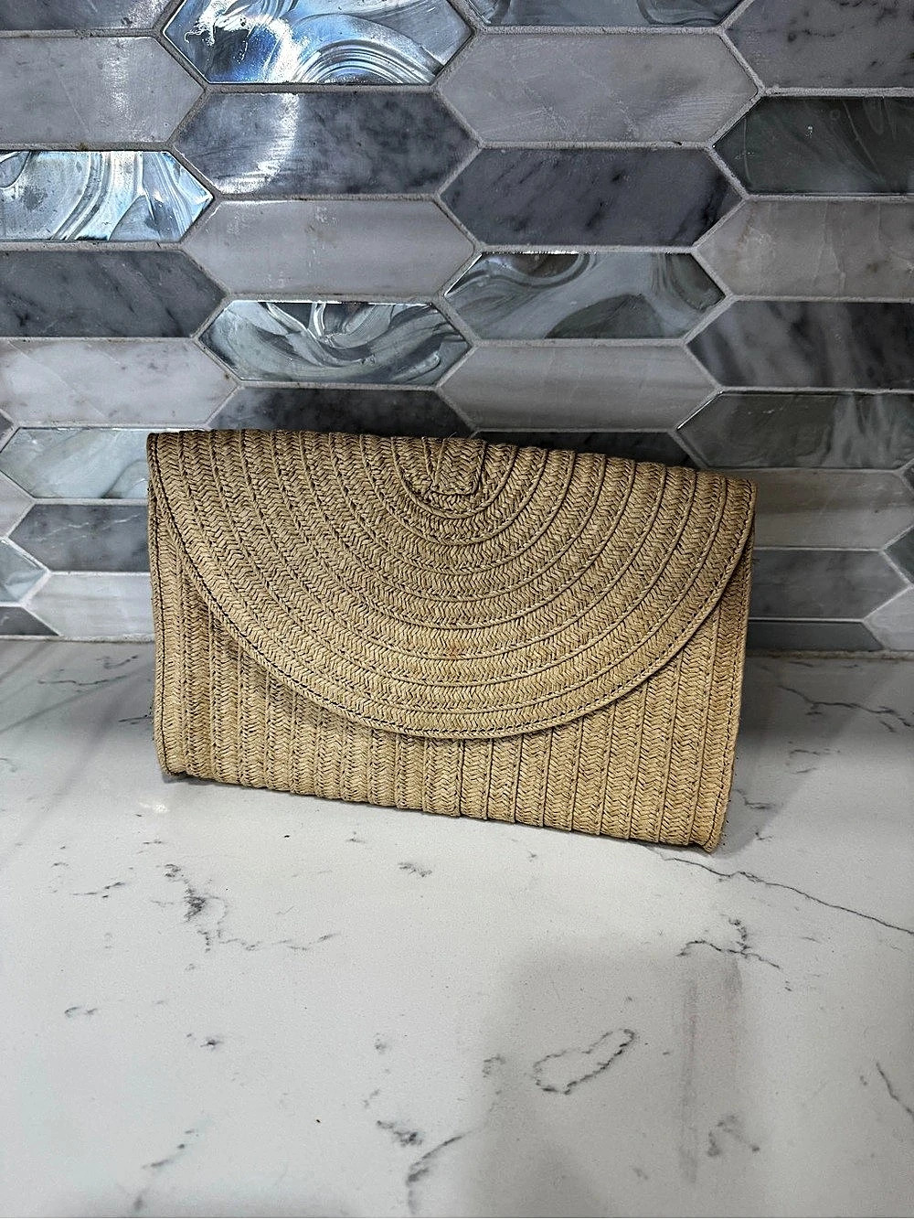 LOFT Woven Flap Clutch in Brown Like New